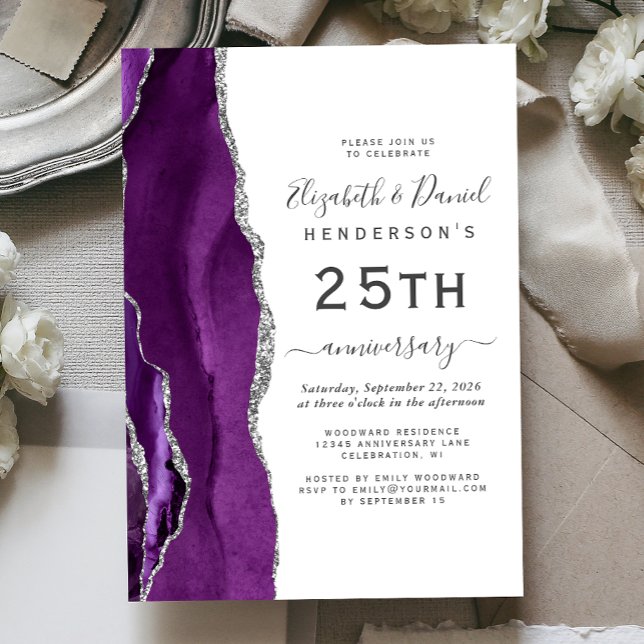 Invitation Purple Agate Silver 25th Anniversary (Créateur téléchargé)