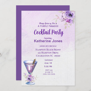 Invitation Purple Alexander Anniversaire Cocktail Party
