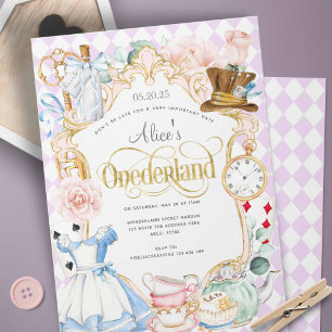 Invitation Purple Alice merveilleland fête thé fêter fille de