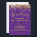 Invitation Purple and Gold Parties scintillant 30e anniversai<br><div class="desc">Purple and Gold Parties scintillant Invitation, 30e invitation Anniversaire Faisons la fête, modèle numérique Trente ans, Téléchargement instantané Quarante cinquante soixante, Personnalisé 21e 40e 50e 60e, Élégant Milestone Celebrate Sweet 16, Personnalisé 18e Glam Golden Confetti, Calligraphie Adulte Stygraphie moderne Chic tendance simple pour elle, 16e quinceanera de Bling 15e célébration...</div>