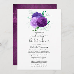 Invitation Purple and Green Floral Drive By Douche