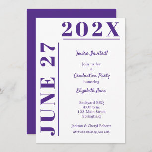 Invitation Purple and White Graduation Party