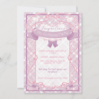 Invitation Purple Art Nouveau Princess Birthday