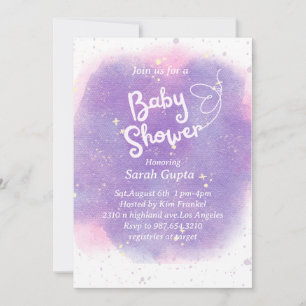 Invitation Purple avec Baby shower papillon