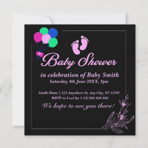Invitation Purple Baby Girl mignonne Baby shower
