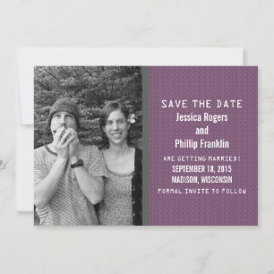 Invitation Purple Binary Code Photo Enregistrer la date Invit