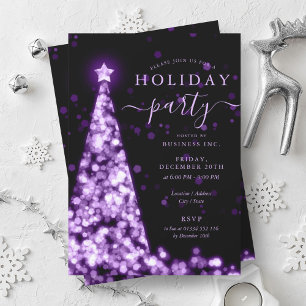 Invitation Purple Black Christmas Tree Company Fête de Noël