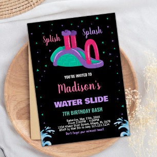 Invitation Purple Black Rose Water Slide Anniversaire Invitat