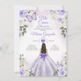 Invitation Purple & Blanc Mis Quince 15 Anos Argent Crown