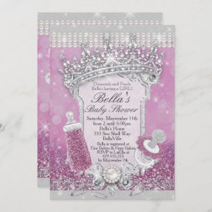 Invitation Purple Bling Parties scintillant Baby Shower Invit
