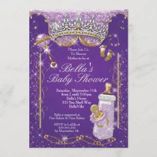 Invitation Purple Bling Parties scintillant Bébé Douche Invit