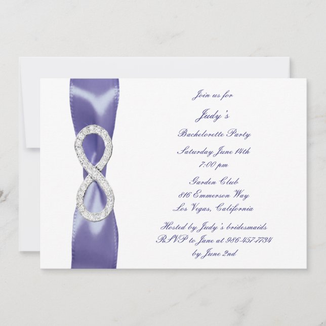 Invitation Purple Blue Diamond Infinie Bachelorette Party (Devant)