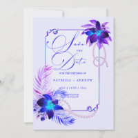Purple Blue Orchid Wedding Enregistrer la date Inv