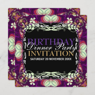 Invitation Purple Bohemian Anniversday Dinner Party Event