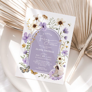 Invitation Purple Boho Fairy Fleur sauvage Baby shower fille