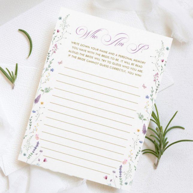 Invitation Purple Book Bridal Shower Guess Who Game Card (Créateur téléchargé)