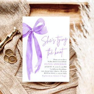 Invitation Purple Bow Elle Tying the Knot Fête des mariées