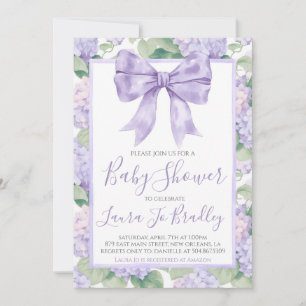 Invitation Purple Bow Girl Preppy Baby shower Sud