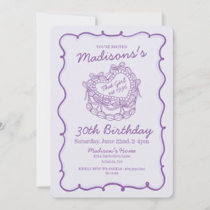 Invitation Purple Bow Retro Coquette gâteau Coquette Annivers