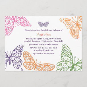Invitation Purple Butterfly embrasse une averse nuptiale Invi