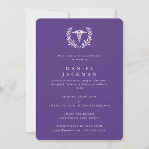 Invitation Purple Caduceus Médicale School Graduation