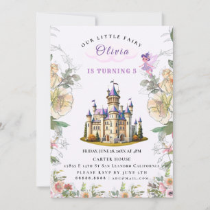 Invitation Purple Castle Fairytale Anniversaire Thème avec Fa