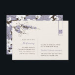 Invitation Purple Cherry Blossoms Asiatique Mariage Réception<br><div class="desc">Lavande Mauve Moderne Sakura / Fleur de cerise et Branches de torchis avec grand rectangle minimaliste Double Bonheur, Mariage chinois / asiatique / Engagement / Couples Douche / Fête des mariées / Déjeuner ou dîner Réception / Cérémonie de thé Conception de la carte d'invitation. Cette fleurs printanières simple et élégante...</div>