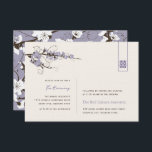 Invitation Purple Cherry Blossoms Asiatique Mariage Réception<br><div class="desc">Lavande Mauve Moderne Sakura / Fleur de cerise et Branches de torchis avec grand rectangle minimaliste Double Bonheur, Mariage chinois / asiatique / Engagement / Couples Douche / Fête des mariées / Déjeuner ou dîner Réception / Cérémonie de thé Conception de la carte d'invitation. Cette fleurs printanières simple et élégante...</div>