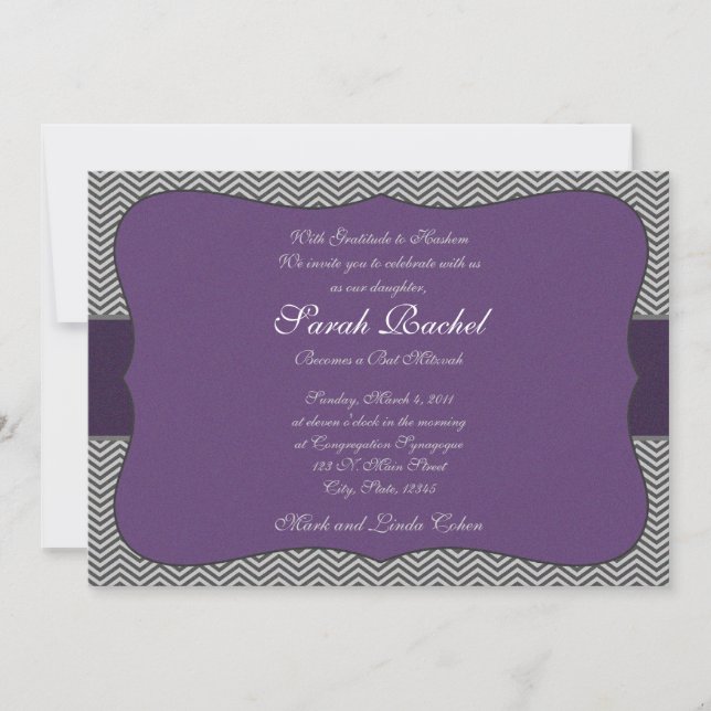 Invitation Purple Chevron (Devant)