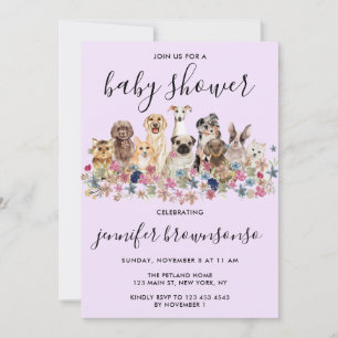 Invitation Purple Chien Animal de compagnie Famille Baby show