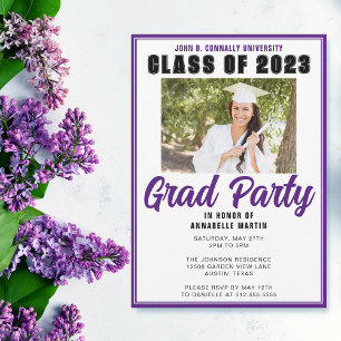 Invitation Purple Classe de 2025 Photo Modern Graduation Part