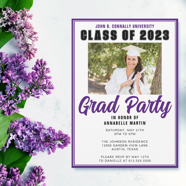 Invitation Purple Classe de 2025 Photo Modern Graduation Part (Créateur téléchargé)