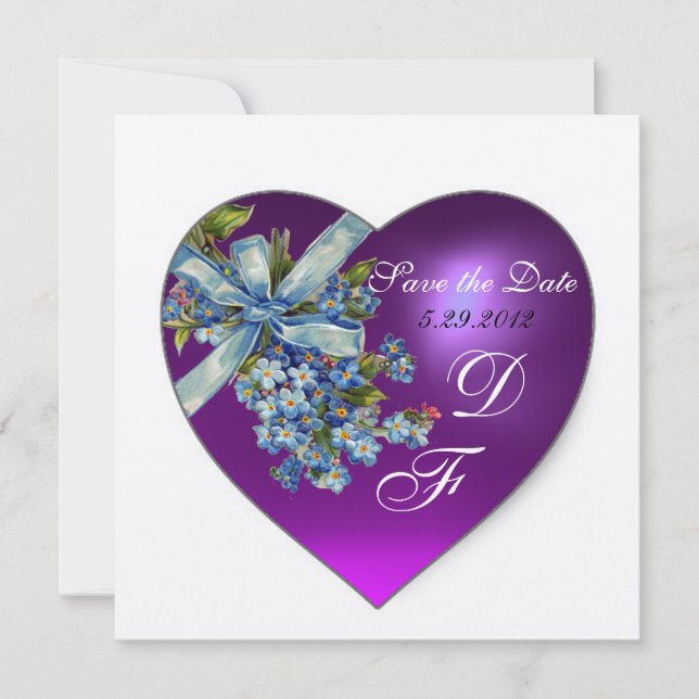 Invitation PURPLE COEUR OUBLIEZ-MOI PAS MONOGRAMME champagne (Devant)