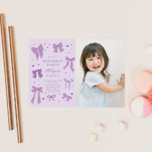 Invitation Purple Coquette Bows Anniversaire Photo