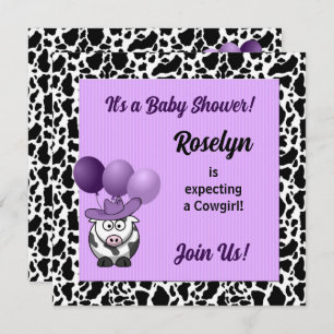 Invitation Purple Cowgirl Baby shower occidental