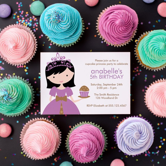 Invitation Purple Cupcake Princess Anniversaire (Créateur téléchargé)