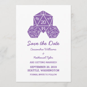 Invitation Purple D20 dés Enregistrer l'Invitation de date