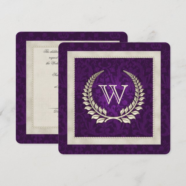 Invitation Purple damas et perles mariage voeu renouvellement (Devant / Derrière)