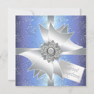 Invitation Purple Damask Sweet sixteen fête d'anniversaire