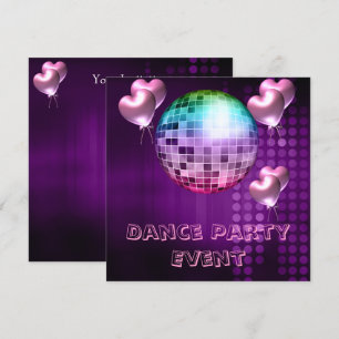 Invitation Purple Dance Party Événement Mirrorball Amour Ball