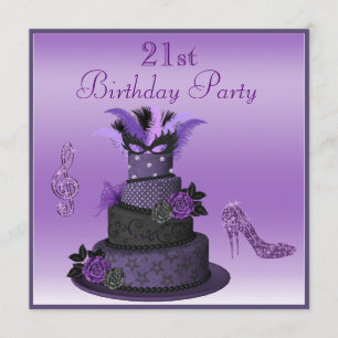 Invitation Purple Diva Cake, Sparkle High Heels 21e anniversa