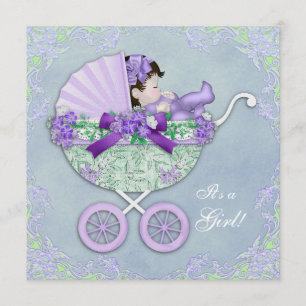 Invitation Purple doux et Baby shower vert