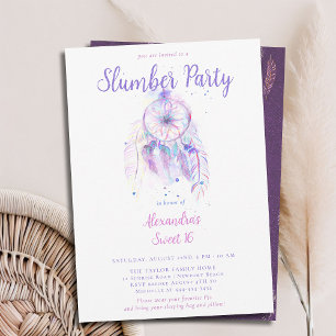 Invitation Purple Dream Catcher Stwood PJ Party Sweet 16