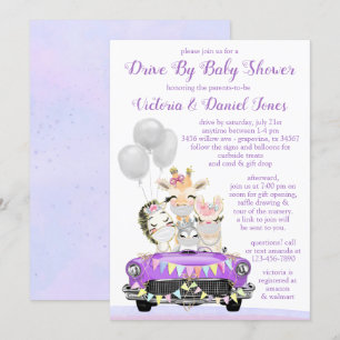 Invitation Purple Drive Par Baby shower animaux mignons en vo