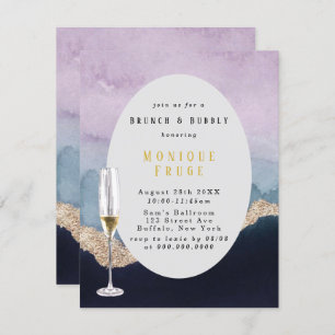 Invitation Purple Dusty Blue Agate Brunch & Bubbly