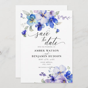 Invitation Purple Dusty Blue Lavender Floral Enregistrer La D