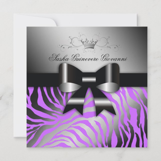 Invitation Purple électrique de 311 nuits Zebra Shimmer| Swee (Devant)