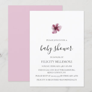 Invitation Purple Elegant Simple Fille Baby shower