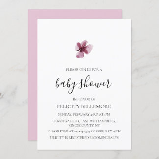 Invitation Purple Elegant Simple Fille Baby shower