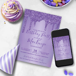 Invitation Purple Éperche Parties scintillant Drives Chaque a